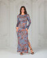 ფოტო #3 პროდუქტის Women's Grey Long Sleeve Side Slit Fitted Maxi Dress