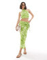 YAS midi wrap skirt co-ord in green tie dye - MGREEN Papageigrün, M - фото #1