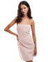 Фото #2 товара Miss Selfridge linen strappy split hem mini dress in rose pink