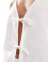 Фото #2 товара ASOS DESIGN linen blend tie front halter top in white