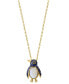 ფოტო #1 პროდუქტის EFFY® Sapphire (1/3 ct. t.w), Opal (1/2 ct. t.w.) & Black Diamond Accent Penguin 18" Pendant Necklace in 14k Gold