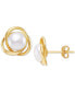 Cultured Freshwater Pearl (7mm) Love Knot Stud Earrings, Created for Macy's