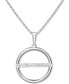 ფოტო #1 პროდუქტის Diamond Circle Bar 18" Pendant Necklace (1/10 ct. t.w.) in Sterling Silver or 14k Gold-Plated Sterling Silver