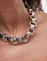 Topshop Nola thick rounded chain necklace in silver tone