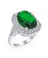 Fashion Large Oval Solitaire AAA CZ Pave Simulated Green 15CTW Cocktail Statement Ring For Women