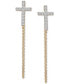 ფოტო #3 პროდუქტის Diamond Cross Chain Front to Back Drop Earrings (1/4 ct. t.w.) in 10k Gold, Created for Macy's