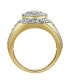 ფოტო #3 პროდუქტის Ice Bowl Natural Certified Diamond 2.01 cttw Round Cut 14k Yellow Gold Statement Ring for Men