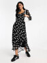 New Look puff sleeve ruffle midi dress in polka dot 36 - фото #1