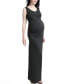 ფოტო #1 პროდუქტის Maternity V-Necl Lace Back Maxi Dress