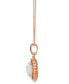 Фото #2 товара Multi-Gemstone (3-1/10 ct. t.w.) & Diamond (1/3 ct. t.w.) Oval Halo Adjustable 20" Pendant Necklace in 14k Rose Gold