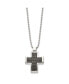 Фото #3 товара Brushed Black IP-plated Cross Pendant Ball Chain Necklace