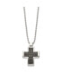 ფოტო #3 პროდუქტის Brushed Black IP-plated Cross Pendant Ball Chain Necklace