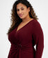 Фото #4 товара Plus Size V-Neck O-Ring Side-Ruched Dress