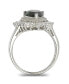 Suzy Levian Sterling Silver Cubic Zirconia Pear Cut Cluster Halo Ring