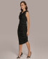 ფოტო #2 პროდუქტის Women's Cowl-Neck Ruched Midi Dress