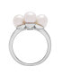 ფოტო #3 პროდუქტის Cultured Freshwater Pearl (6mm) & Diamond (1/20ct. tw.) Flower Ring in Sterling Silver