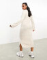 Фото #4 товара Threadbare Aubrey high neck ribbed midi jumper dress in oatmeal