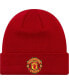 Big Boys Red Manchester United Essential Cuffed Knit Hat