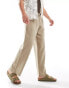 ADPT loose fit linen mix trousers in beige