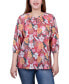 ფოტო #8 პროდუქტის 3/4 Sleeve Drawstring Neck Blouse