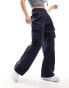 River Island wide leg cargo trouser in navy