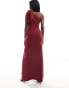 Фото #8 товара Vesper one shoulder bow detail maxi dress in dark red