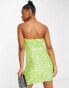 Фото #4 товара Forever New structured bandeau sequin mini dress in lime mix