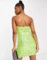 Forever New structured bandeau sequin mini dress in lime mix