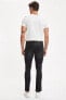 Фото #3 товара Pedro Slim Fit Normal Bel Dar Paça Yırtık Detaylı Siyah Jean Pantolon