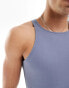 ASOS DESIGN muscle fit vest with high neck in blue