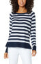 Liverpool Los Angeles 274895 Women's Stripe Raglan Sweater, Size L Regular Blue