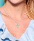 ფოტო #2 პროდუქტის Sterling Silver Halo Birthstone Style Genuine Peridot and White Topaz Fancy Cut Cross Pendant Necklace