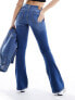 Фото #2 товара ONLY flared jeans in mid blue denim
