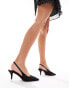 Фото #2 товара ASOS DESIGN Shake slingback kitten heels in black mesh