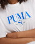 Puma Terrace central logo t t-shirt in white and blue