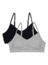 Фото #1 товара Fruit Of The Loom Sports Bra Girls' 28 Black Gray Stretch Removable Pads 2-Pack