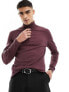 Фото #1 товара ASOS DESIGN long sleeve muscle fit roll neck with rib detail in burgundy