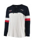 ფოტო #3 პროდუქტის Women's White, Navy New England Patriots Plus Size Athletic Varsity Lace-Up V-Neck Long Sleeve T-shirt