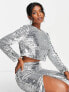 Фото #1 товара Extro & Vert long sleeve crop top in silver sequin co-ord