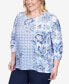 Plus Size Lavender Fields Geo Floral Printed Ruffle Top