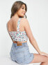 Фото #7 товара Miss Selfridge tie front lace trim bralet in strawberry print