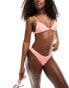 Фото #3 товара Miss Selfridge crinkle v front bikini bottoms in neon pink