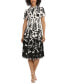 Women's Printed Ruffle-Neck Midi Dress ivory/blk, 12 - фото #1