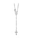 ფოტო #1 პროდუქტის Sterling Silver Polished Beaded Rosary Pendant Necklace 18"