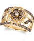 ფოტო #1 პროდუქტის Nude Diamond & Chocolate Diamond Flower Statement Ring (7/8 ct. t.w.) in 14k Gold
