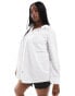 Yours relaxed long sleeve button up shirt in white weiß, EU52-54 - фото #1