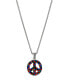 ფოტო #1 პროდუქტის Women's Rainbow Color Crystal Peace Sign Pendant Necklace