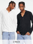 ASOS Design 2 pack long sleeve jersey shirt in white and black