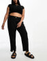 River Island Plus side split cigarette trouser in black