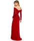 Juniors' Metallic Shirred Off-The-Shoulder Gown